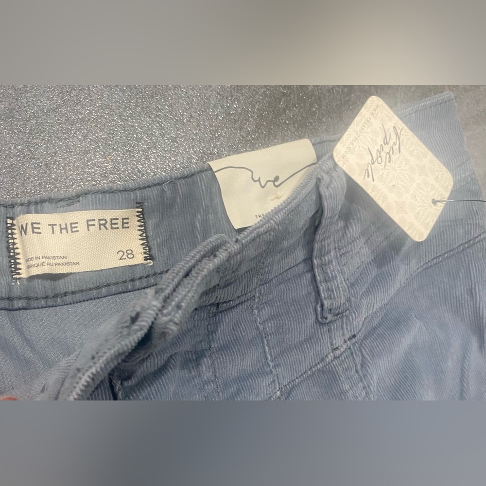 Free People Grey Wide Leg Light Corduroy pants Size 28 NWT - Picture 3 of 4